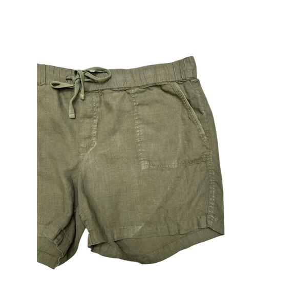 Caslon Olive Green 100% Linen Pull On Shorts Size XL - Picture 2 of 6